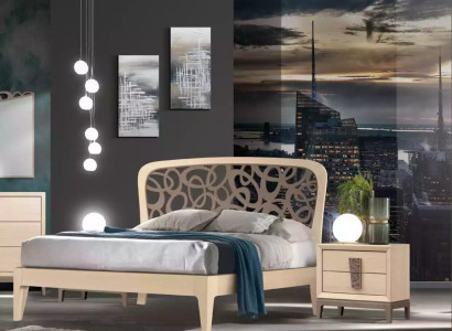 Bedroom Set Bed 2x Bedside tables Design Furniture new 3tlg Modern Wood